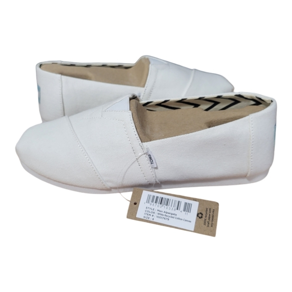 Toms | Men's White Slip-On Loafers | Size 8